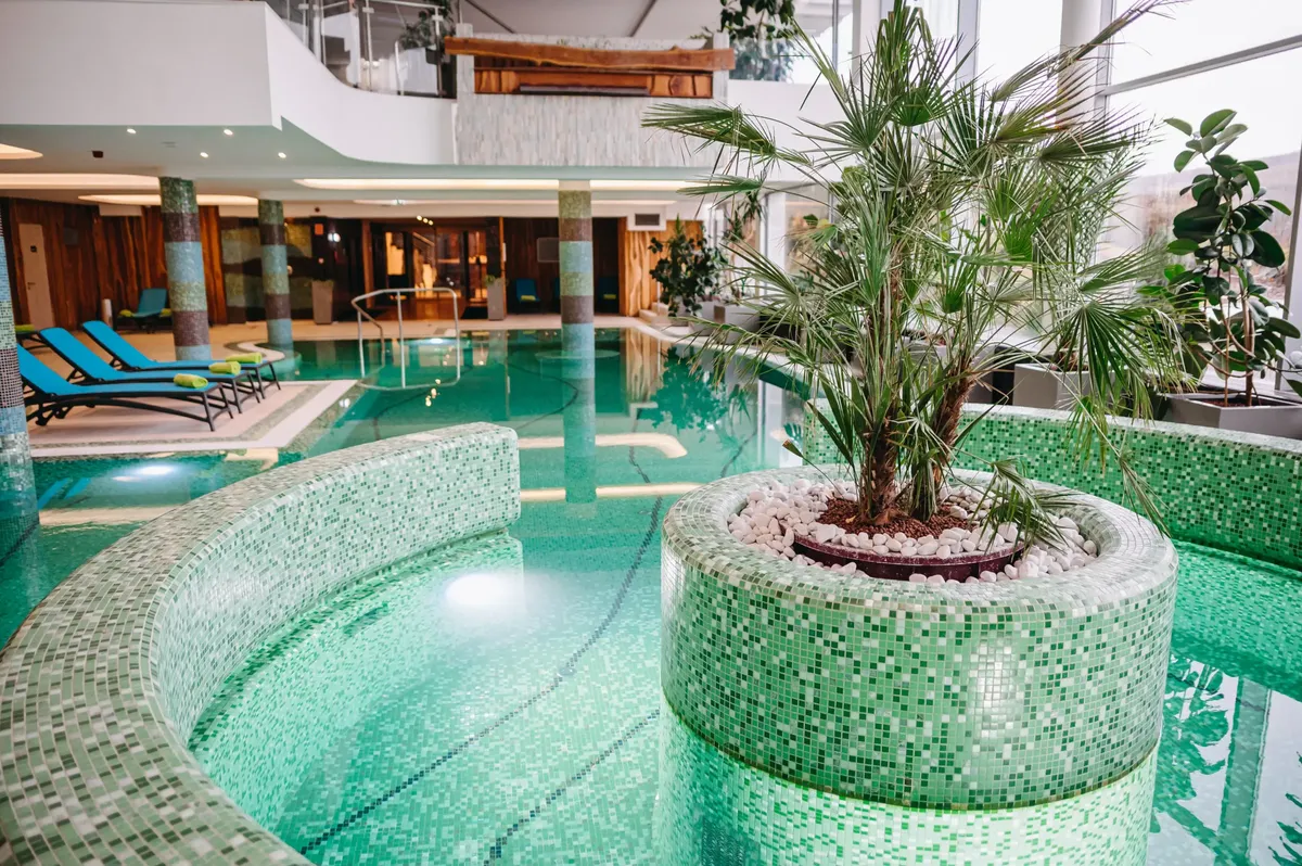 Hotel Ózon Panorama Wellness 2000 m² élménymedencével pálmafákkal és relaxációs helyekkel