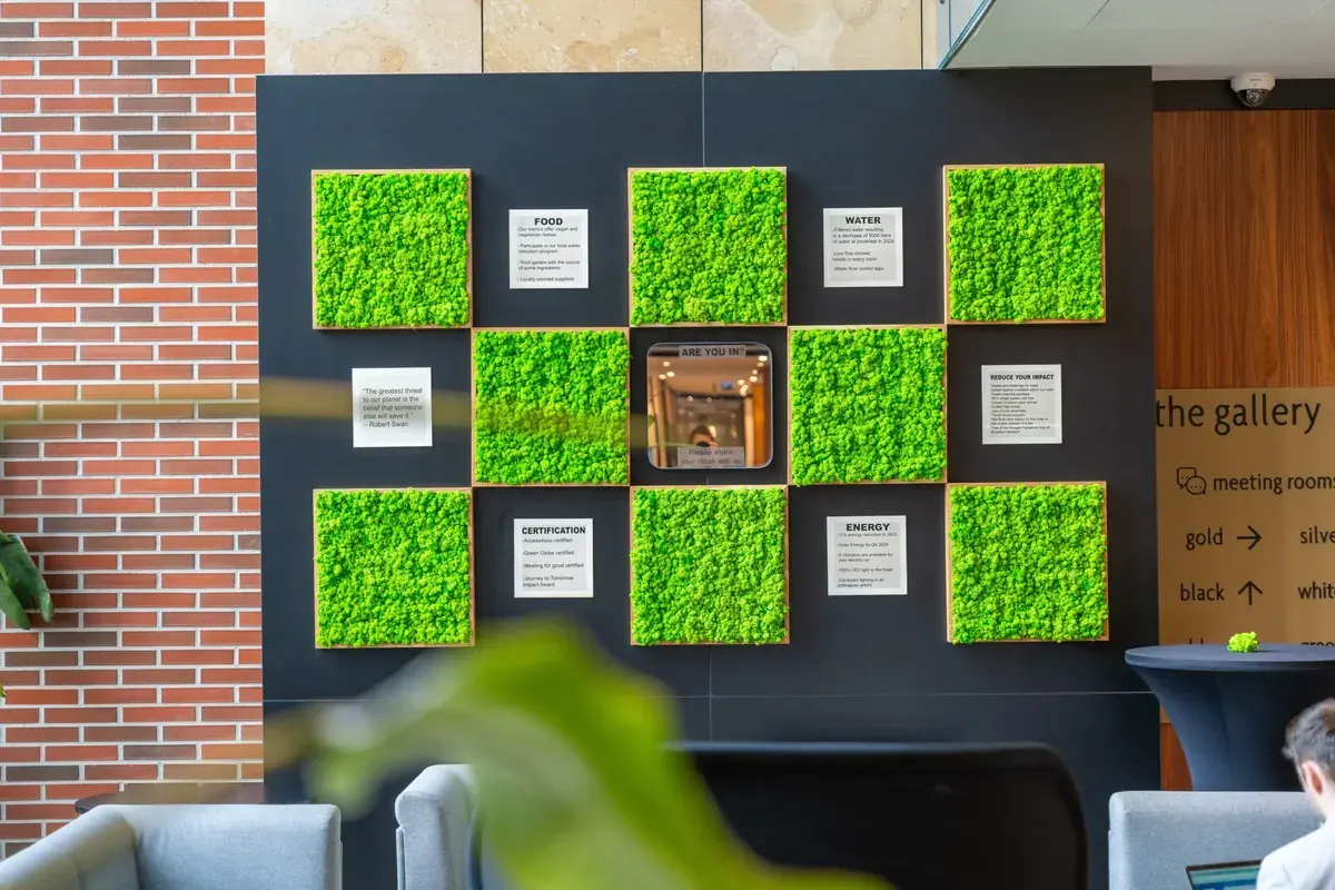 Crowne Plaza Budapest Green Wall fenntartható működést bemutató zöld fal installációval